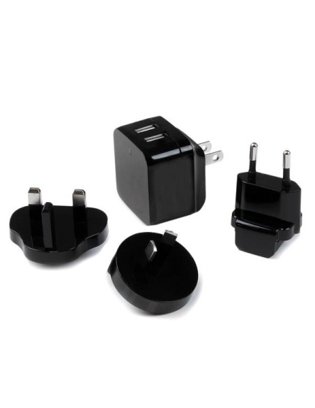 StarTech.com Cargador de Pared USB 2.0 de 2 Puertos para Tablets Smartphones - Cargador de Alta Potencia para Viajes negro