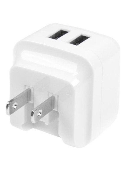 StarTech.com Cargador de Pared USB 2.0 de 2 Puertos para Tablets Smartphones - Cargador Blanco de Alta Potencia para Viajes