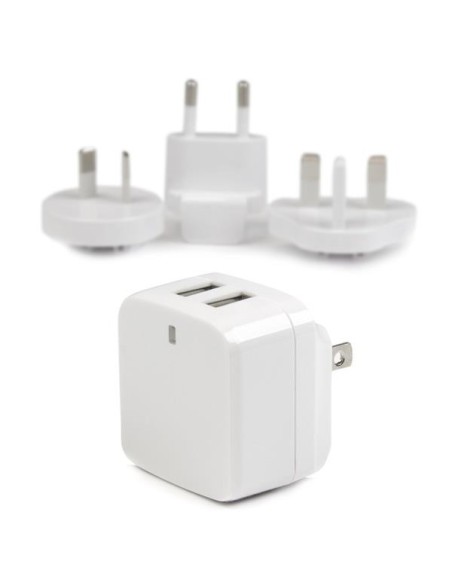 StarTech.com Cargador de Pared USB 2.0 de 2 Puertos para Tablets Smartphones - Cargador Blanco de Alta Potencia para Viajes