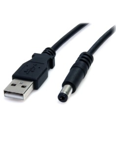 StarTech.com Cable Adaptador 2m USB A Macho a Conector Coaxial Barrel Alimentación Corriente Tipo M 5.5mm 5V DC negro