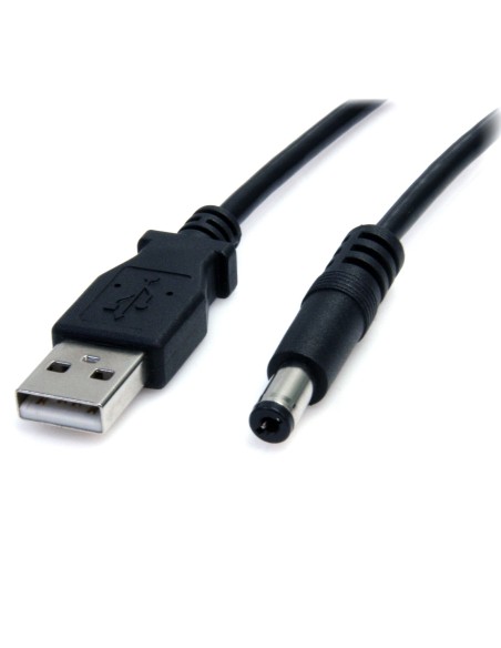 StarTech.com Cable Adaptador 2m USB A Macho a Conector Coaxial Barrel Alimentación Corriente Tipo M 5.5mm 5V DC negro