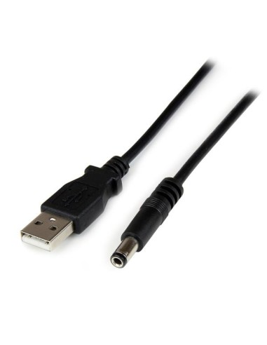 StarTech.com Cable Adaptador 1m USB A Macho a Conector Coaxial Barrel Alimentación Corriente Tipo N 5.5mm 5V DC negro