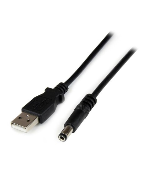 StarTech.com Cable Adaptador 1m USB A Macho a Conector Coaxial Barrel Alimentación Corriente Tipo N 5.5mm 5V DC negro