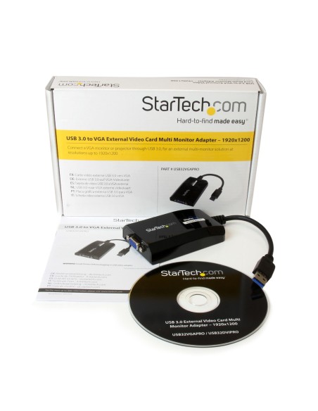 StarTech.com Adaptador de VÍ­deo Externo USB 3.0 a VGA para Mac - Tarjeta Gráfica Externa Cable - 1920x1200 1080p negro