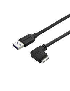 StarTech.com Cable delgado de 0.5m Micro USB 3.0 acodado a la derecha a USB A macho a macho negro