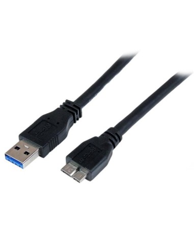 StarTech.com Cable Certificado 1m USB 3.0 Super Speed SS Micro USB B Macho a USB A Macho Adaptador - Negro