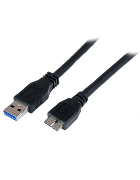 StarTech.com Cable Certificado 1m USB 3.0 Super Speed SS Micro USB B Macho a USB A Macho Adaptador - Negro