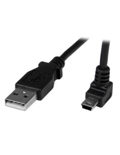 StarTech.com Cable Adaptador  USB 2.0 1m USB A Macho a Mini USB B Macho Acodado en Íngulo hacia Arriba negro