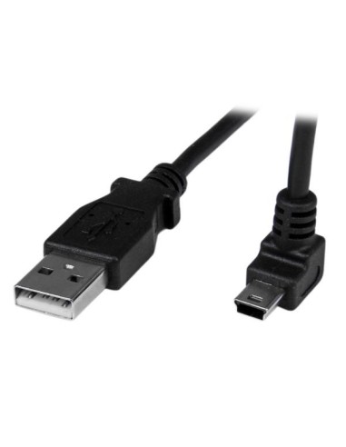StarTech.com Cable Adaptador  USB 2.0 1m USB A Macho a Mini USB B Macho Acodado en Íngulo hacia Arriba negro