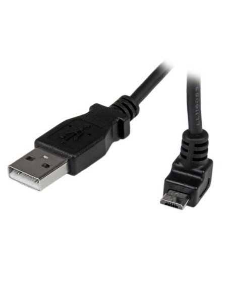 StarTech.com Cable Adaptador 1m USB 2.0 Tipo-A Macho a Micro USB B Macho Acodado en Íngulo hacia Arriba para Teléfono Móvil neg