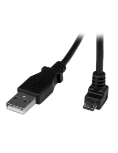 StarTech.com Cable Adaptador 2m USB 2.0 Tipo-A Macho a Micro USB B Macho Acodado en Íngulo hacia Abajo para Telefono Movil negr