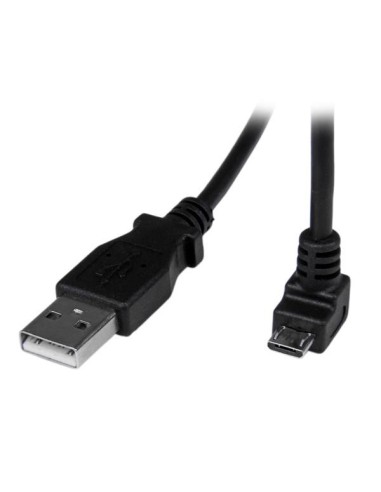 StarTech.com Cable Adaptador 2m USB 2.0 Tipo-A Macho a Micro USB B Macho Acodado en Íngulo hacia Abajo para Telefono Movil negr