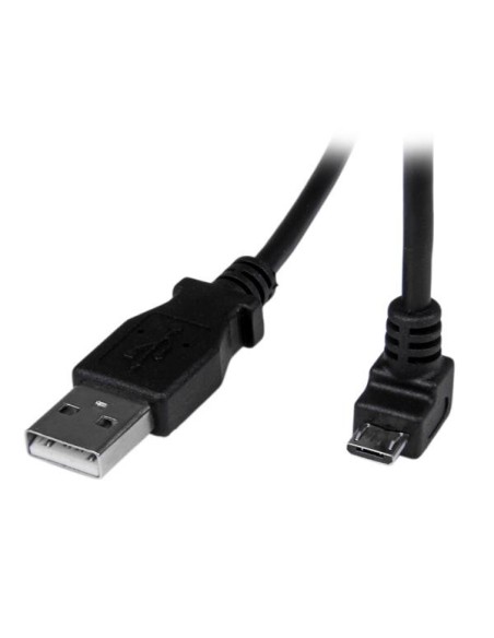 StarTech.com Cable Adaptador 2m USB 2.0 Tipo-A Macho a Micro USB B Macho Acodado en Íngulo hacia Abajo para Telefono Movil negr