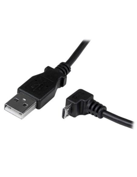 StarTech.com Cable Adaptador 2m USB 2.0 Tipo-A Macho a Micro USB B Macho Acodado en Íngulo hacia Abajo para Telefono Movil negr