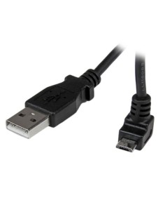 StarTech.com Cable Adaptador 2m USB 2.0 Tipo-A Macho a Micro USB B Macho Acodado en Íngulo hacia Arriba para Teléfono Móvil neg