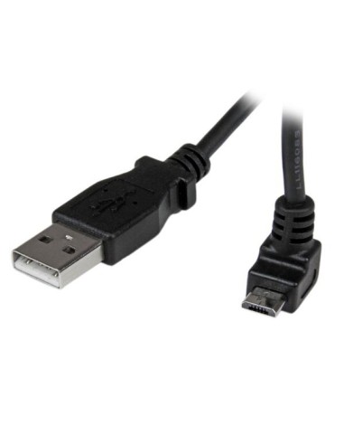 StarTech.com Cable Adaptador 2m USB 2.0 Tipo-A Macho a Micro USB B Macho Acodado en Íngulo hacia Arriba para Teléfono Móvil neg