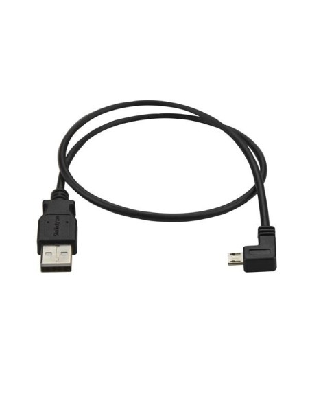 StarTech.com Cable de 0.5m USB 2.0 Tipo-A macho a Micro USB B Acodado a la Izquierda para Carga y Sincronización de Smartphones 