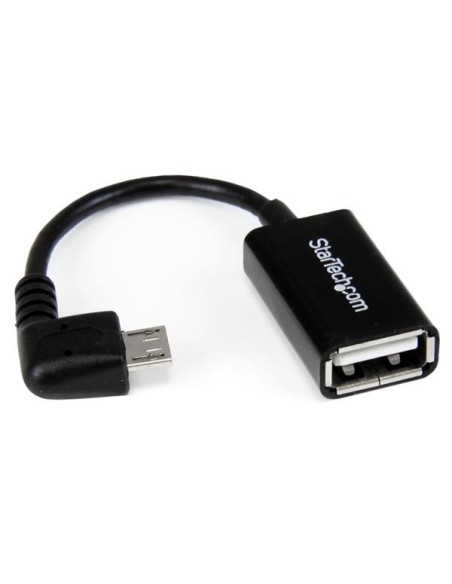 StarTech.com Cable Adaptador Micro USB B macho a USB A hembra OTG Acodado a la Derecha de 12cm - negro