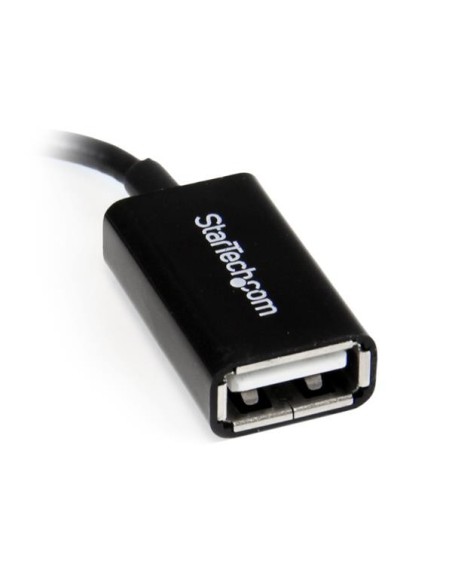 StarTech.com Cable Adaptador Micro USB B macho a USB A hembra OTG Acodado a la Derecha de 12cm - negro