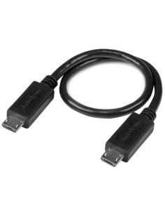 StarTech.com Cable USB OTG de 20cm - Cable Adaptador Micro USB a Micro USB - Macho a Macho - negro