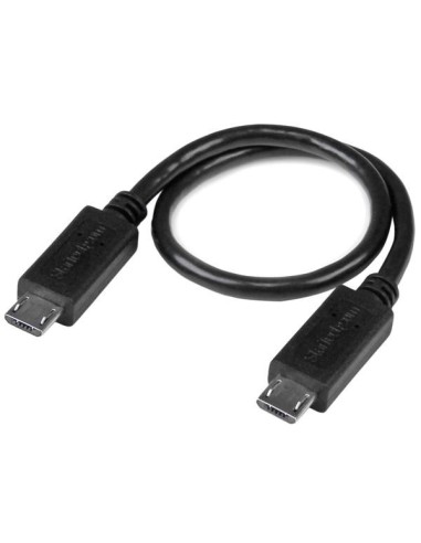 StarTech.com Cable USB OTG de 20cm - Cable Adaptador Micro USB a Micro USB - Macho a Macho - negro