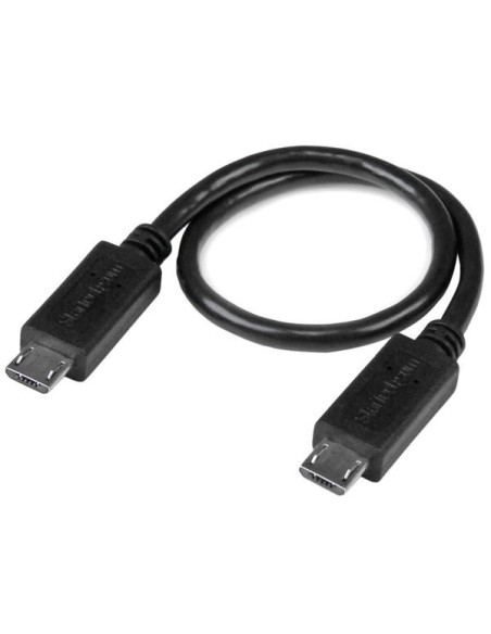 StarTech.com Cable USB OTG de 20cm - Cable Adaptador Micro USB a Micro USB - Macho a Macho - negro