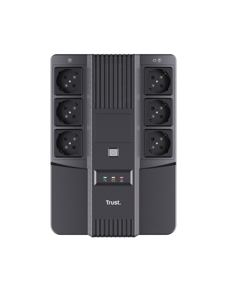 Sai linea interactiva trust maxxon 800va 6x schuko proteccion avr proteccion sobrecarga corto circuito negro 23326