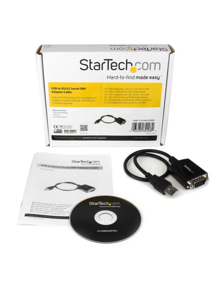 StarTech.com Cable USB 2.0 a Puerto Serie Serial RS232 DB9 con Retencion del Puerto de Asignación COM 0.3m negro ICUSB232PRO