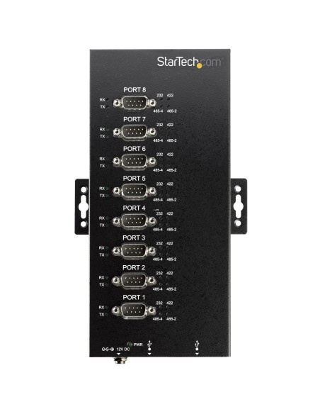 StarTech.com Adaptador industrial usb a 8 puertos serie DB9 RS232 RS422 RS485 con proteccion esd de 15kV negro ICUSB234858I