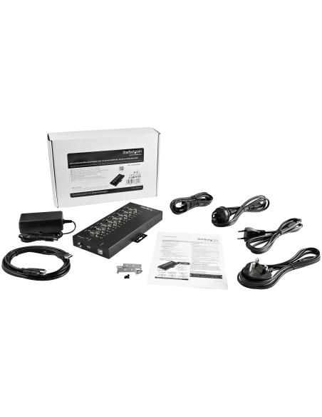 StarTech.com Adaptador industrial usb a 8 puertos serie DB9 RS232 RS422 RS485 con proteccion esd de 15kV negro ICUSB234858I
