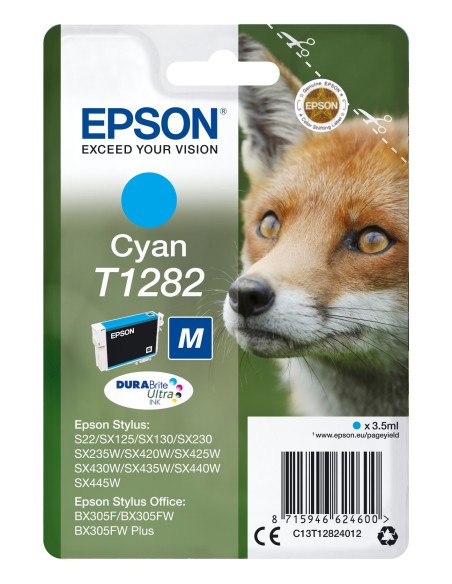 Cartucho Epson Fox T1282 etiqueta RF cian C13T12824022