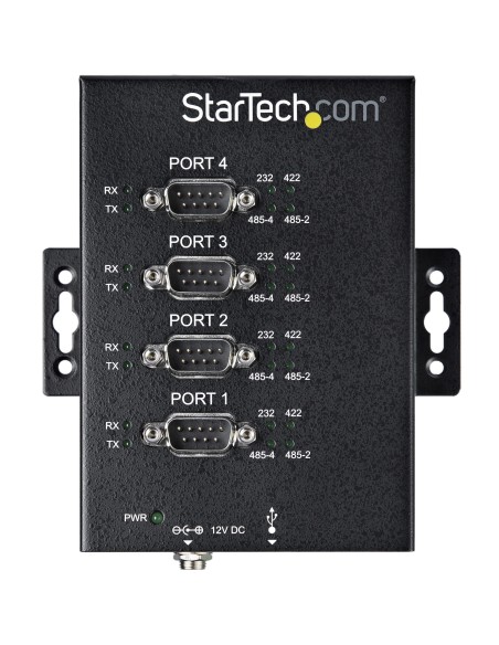 StarTech.com Adaptador Industrial USB a 4 Puertos Serie DB9 RS232 RS422 RS485 con Protección ESD de 15kV - Cable Conversor USB a
