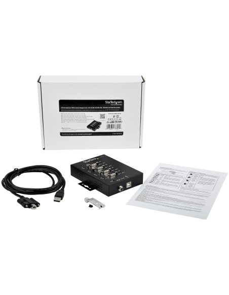 StarTech.com Adaptador Industrial USB a 4 Puertos Serie DB9 RS232 RS422 RS485 con Protección ESD de 15kV - Cable Conversor USB a