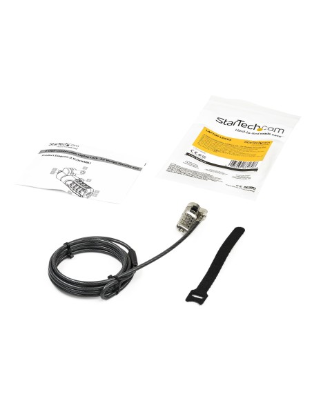 StarTech.com Cable de seguridad para portatil con Candado de Combinacion de 4 digitos para ranura de seguridad de tipo wedge neg