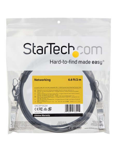 StarTech.com Cable twinax SFP+ con conexion directa compatible con el modelo de Dell EMC 2m DACSFP10G2M
