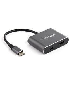 StarTech.com Adaptador de Video Multipuertos usb tipo-c a hdmi mini displayport 4k de 60Hz negro gris CDP2HDMDP