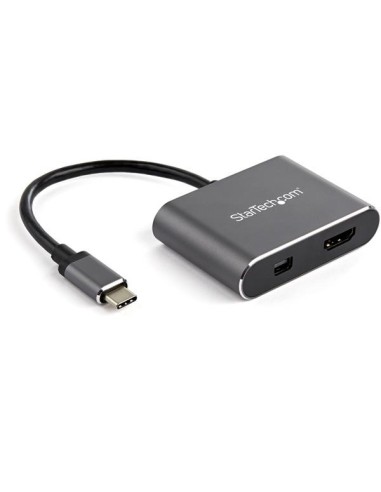 StarTech.com Adaptador de Video Multipuertos usb tipo-c a hdmi mini displayport 4k de 60Hz negro gris CDP2HDMDP