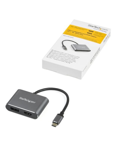 StarTech.com Adaptador de video multipuertos usb tipo-c macho a hdmi o displayport 4K de 60Hz negro gris CDP2DPHD