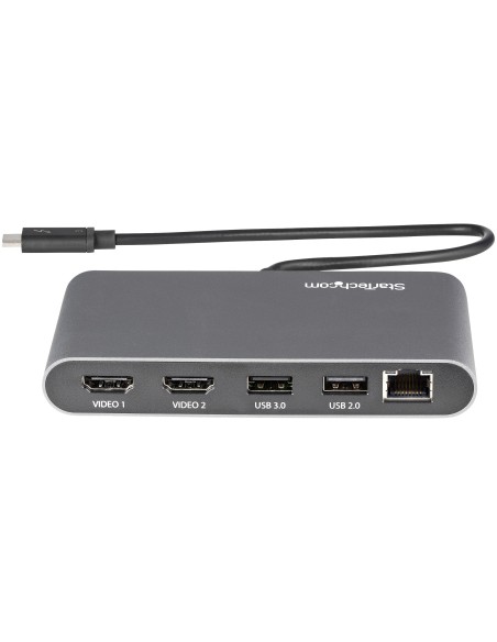 StarTech.com mini dockning station Thunderbolt 3- hdmi 4K 60 Hz usb 2.0 usb 3.2 gen 1 rj45 gris TB3DKM2HDL