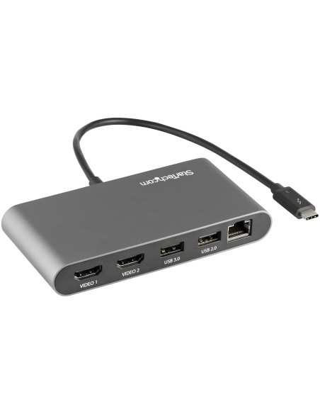StarTech.com mini dockning station Thunderbolt 3- hdmi 4K 60 Hz usb 2.0 usb 3.2 gen 1 rj45 gris TB3DKM2HDL