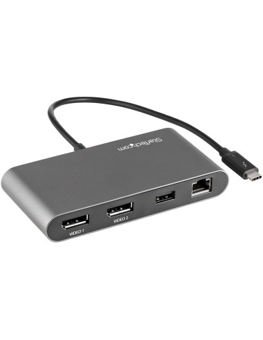 StarTech.com Mini Docking Station Thunderbolt 3 Mini Replicador de Puertos TB3 para Dos Monitores DisplayPort de 4K a 60Hz gris 