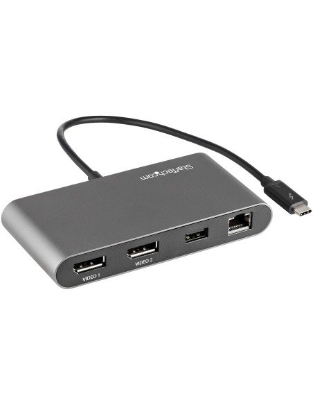 StarTech.com Mini Docking Station Thunderbolt 3 Mini Replicador de Puertos TB3 para Dos Monitores DisplayPort de 4K a 60Hz gris 