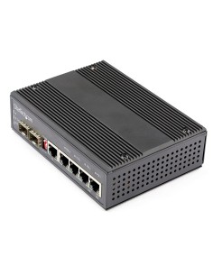 Switch Conmutador Industrial StarTech.com ethernet gigabit 6 Puertos 4x RJ45 PoE 2 Ranuras SFP PoE+ de 30W 12-48VDC DIN negro IE