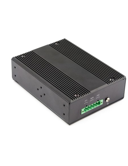 Switch Conmutador Industrial StarTech.com ethernet gigabit 6 Puertos 4x RJ45 PoE 2 Ranuras SFP PoE+ de 30W 12-48VDC DIN negro IE