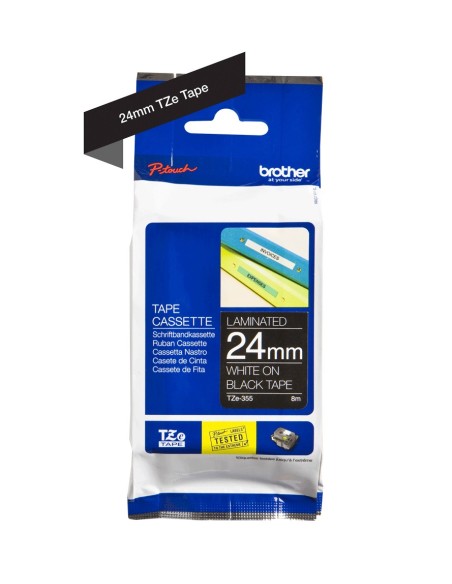 Cinta laminada brother blanco sobre negro 24mm TZe355