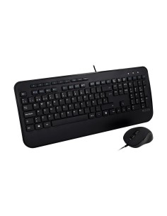 V7 Teclado USB de tamaño completo con reposamuñecas y combo de ratón para ambidiestros - ES Negro