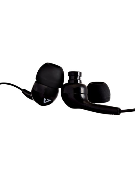 V7 Auriculares internos estéreo, ligeros, aislamiento de ruido para utilizar dentro del oÍ­do, 3,5 mm, negro