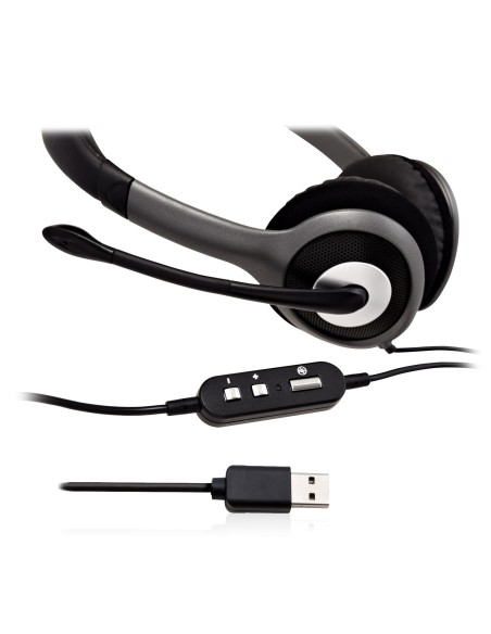 V7 Auriculares Diadema Negro, Plata
