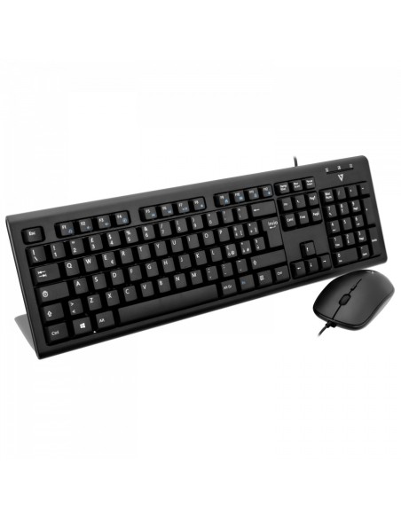 V7 Teclado y raton usb con cable y adaptador PS2 qwerty italiano negro