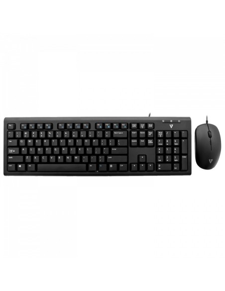 V7 Teclado y raton usb con cable y adaptador PS2 qwerty italiano negro